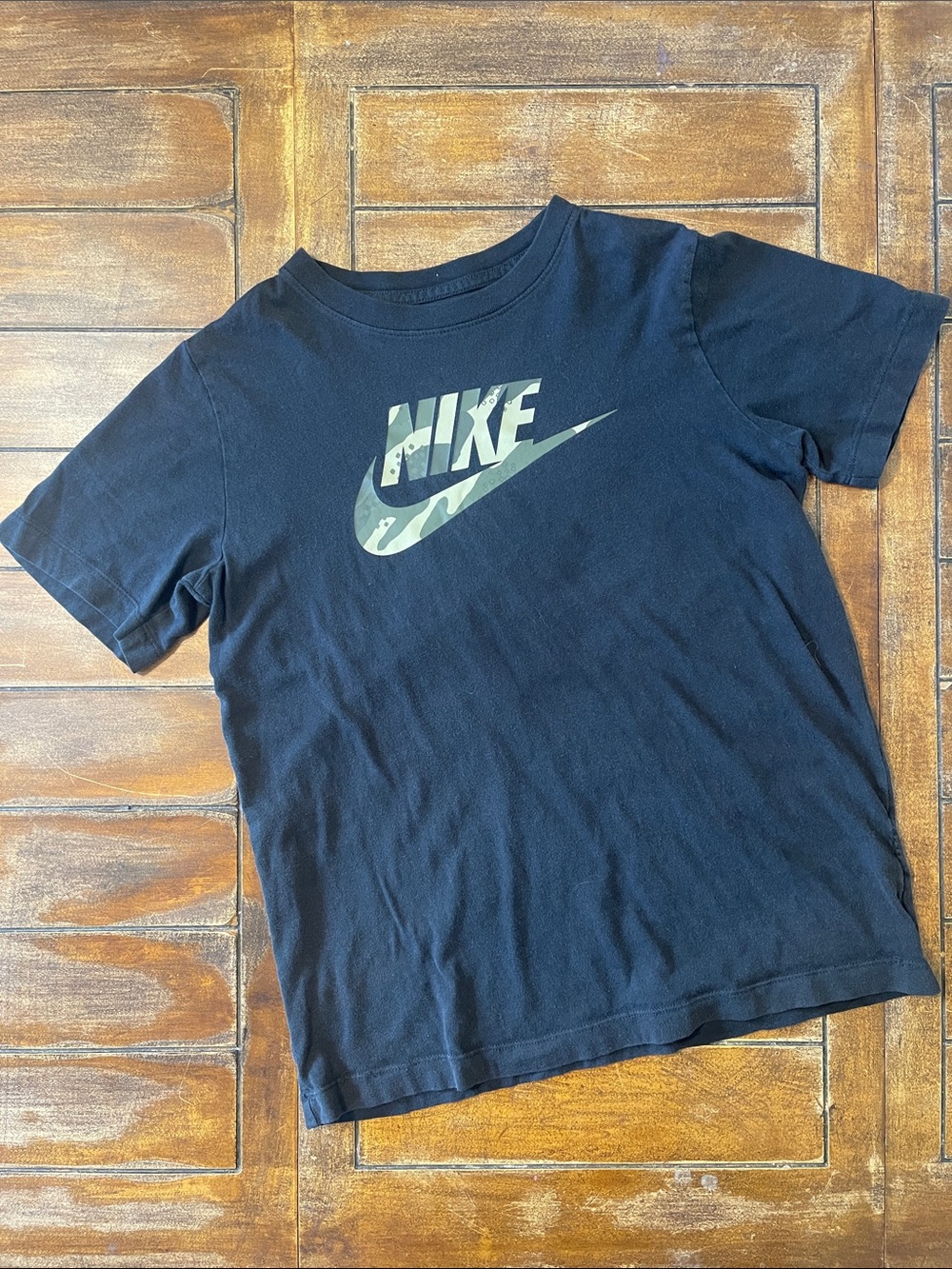 Nike Black Tee with Camo Swoosh